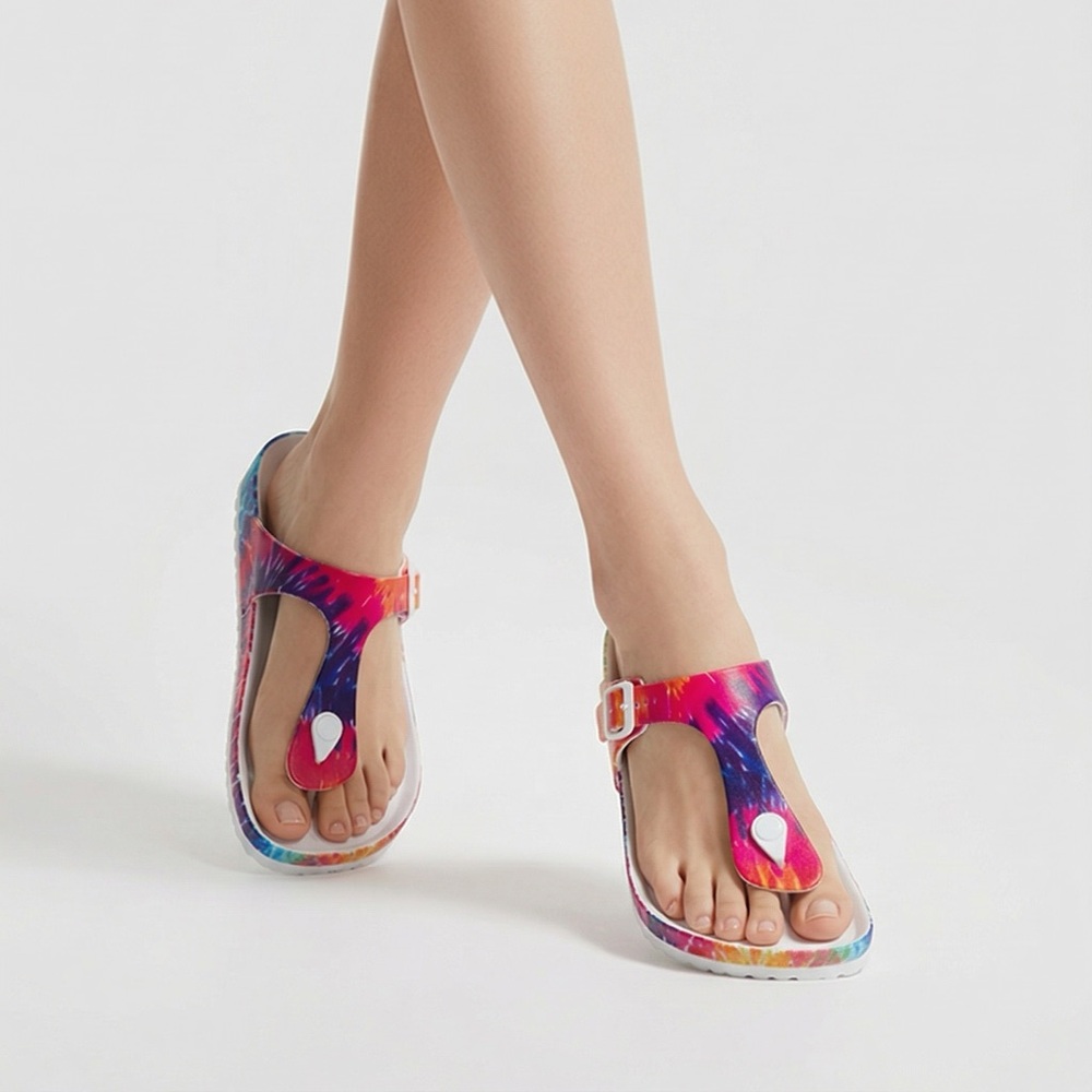 Hey Girl by Corkys Multicolor Tie-Dye Sandals with adjustable strap. - Picture 2 of 8